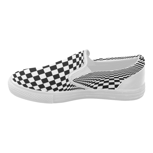Optical Illusion Checkers Chequers Women's Slip-on Canvas Shoes (Model 019)