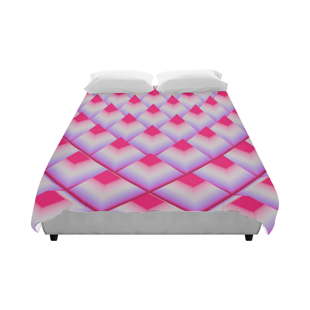 Neon Pink 3d Pyramids Duvet Cover 86"x70" ( All-over-print)