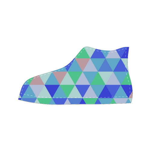 Blue Geometric Triangle Pattern Women's Classic High Top Canvas Shoes (Model 017)