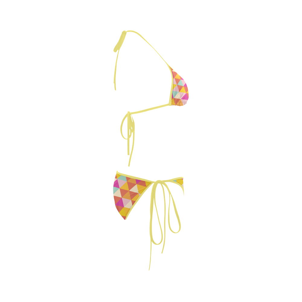 Yellow Geometric Triangle Pattern Custom Bikini Swimsuit
