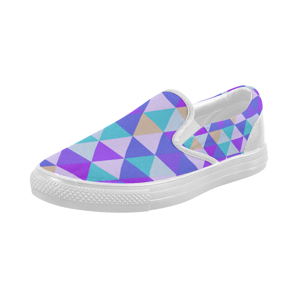 Purple Geometric Triangle Pattern Women's Slip-on Canvas Shoes (Model 019)