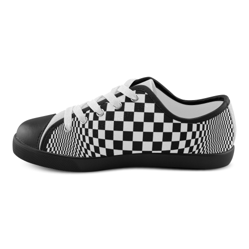 Optical Illusion Checkers Chequers Canvas Kid's Shoes (Model 016)