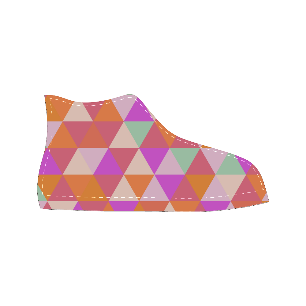 Orange Geometric Triangle Pattern Women's Classic High Top Canvas Shoes (Model 017)