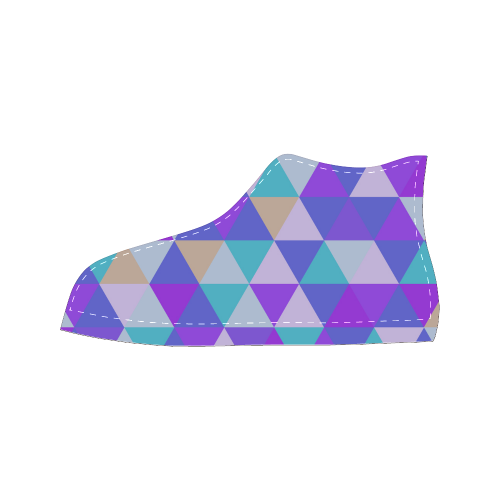 Purple Geometric Triangle Pattern Women's Classic High Top Canvas Shoes (Model 017)
