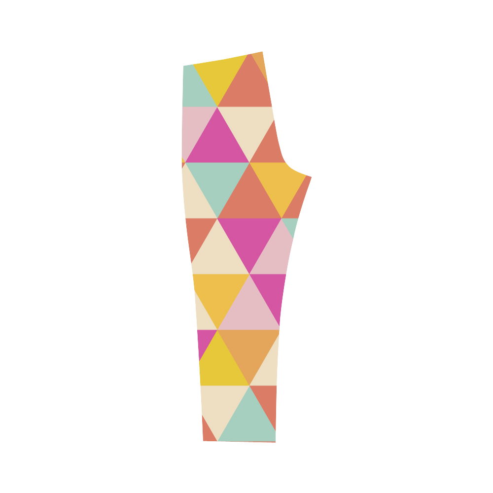 Yellow Geometric Triangle Pattern Capri Legging (Model L02)
