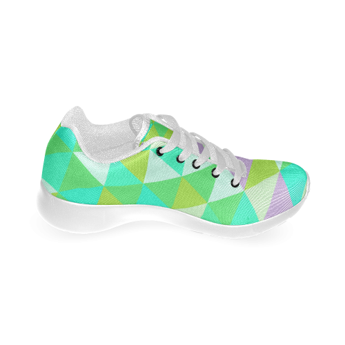 Green Geometric Triangle Pattern Men’s Running Shoes (Model 020)
