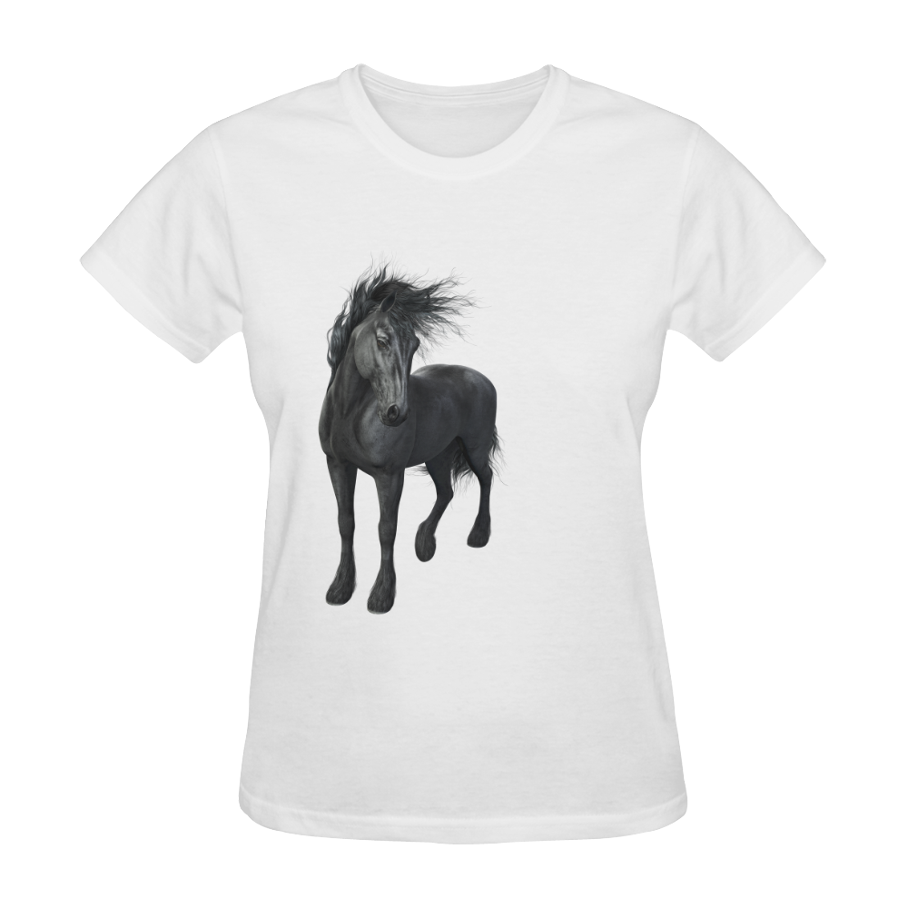 Gothic Friesian Horse Sunny Women's T-shirt (Model T05)