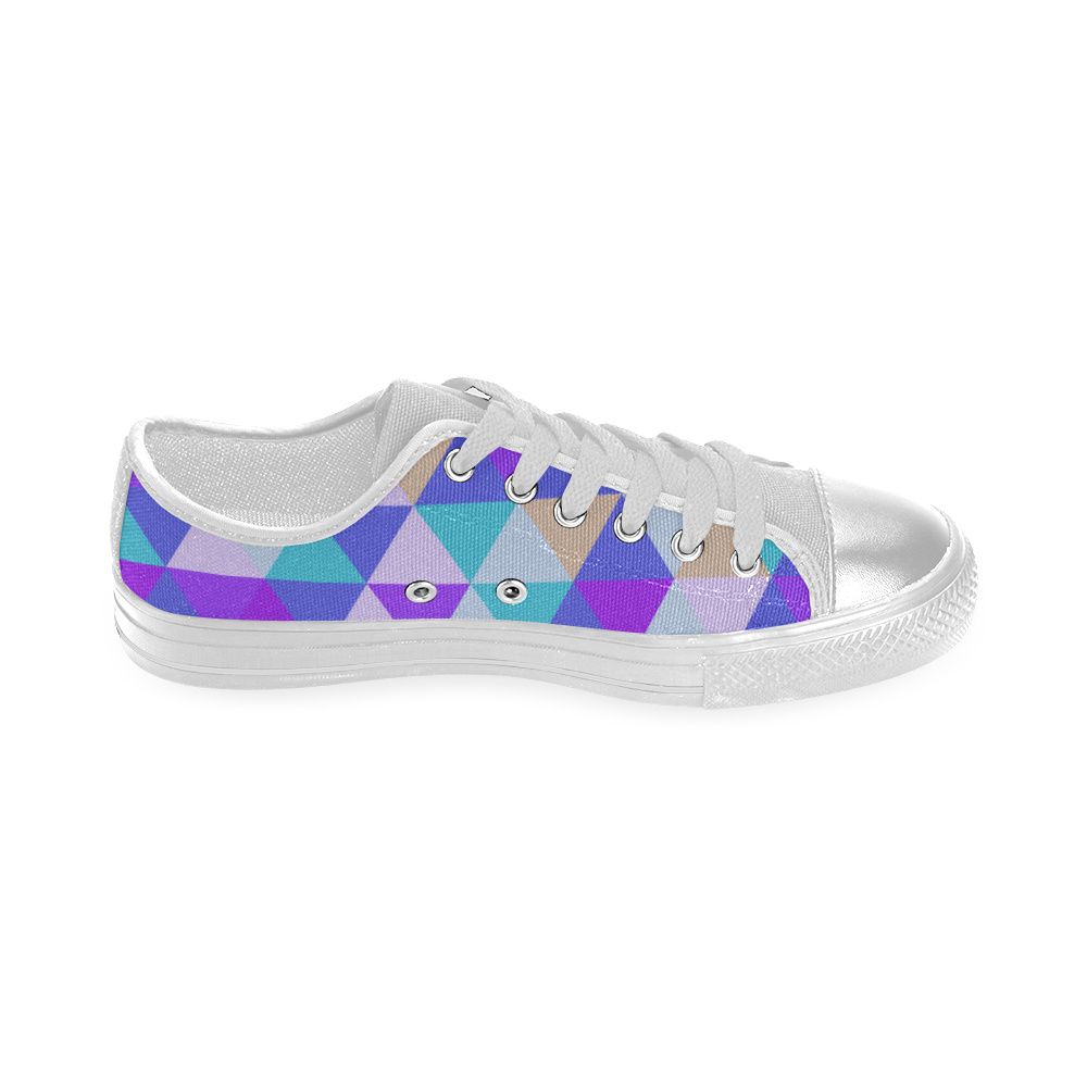 Purple Geometric Triangle Pattern Women's Classic Canvas Shoes (Model 018)