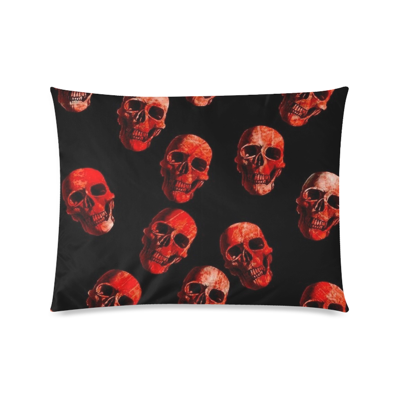 skulls red Custom Zippered Pillow Case 20"x26"(Twin Sides)