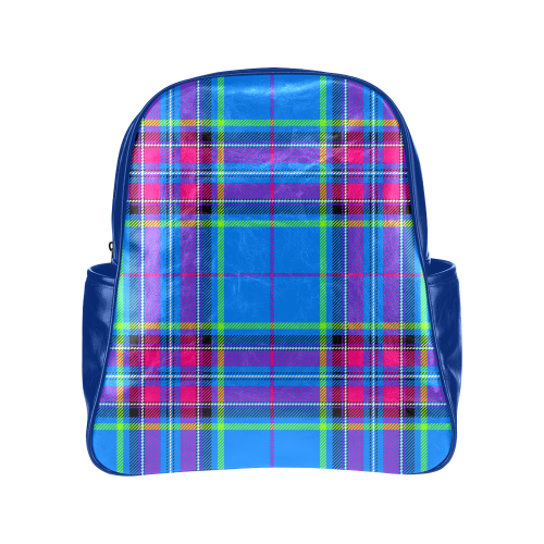 TARTAN-BLUE Multi-Pockets Backpack (Model 1636)