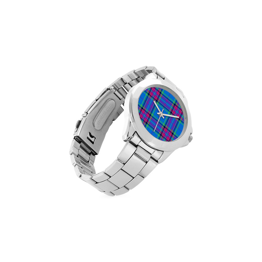 TARTAN-BLUE Unisex Stainless Steel Watch(Model 103)