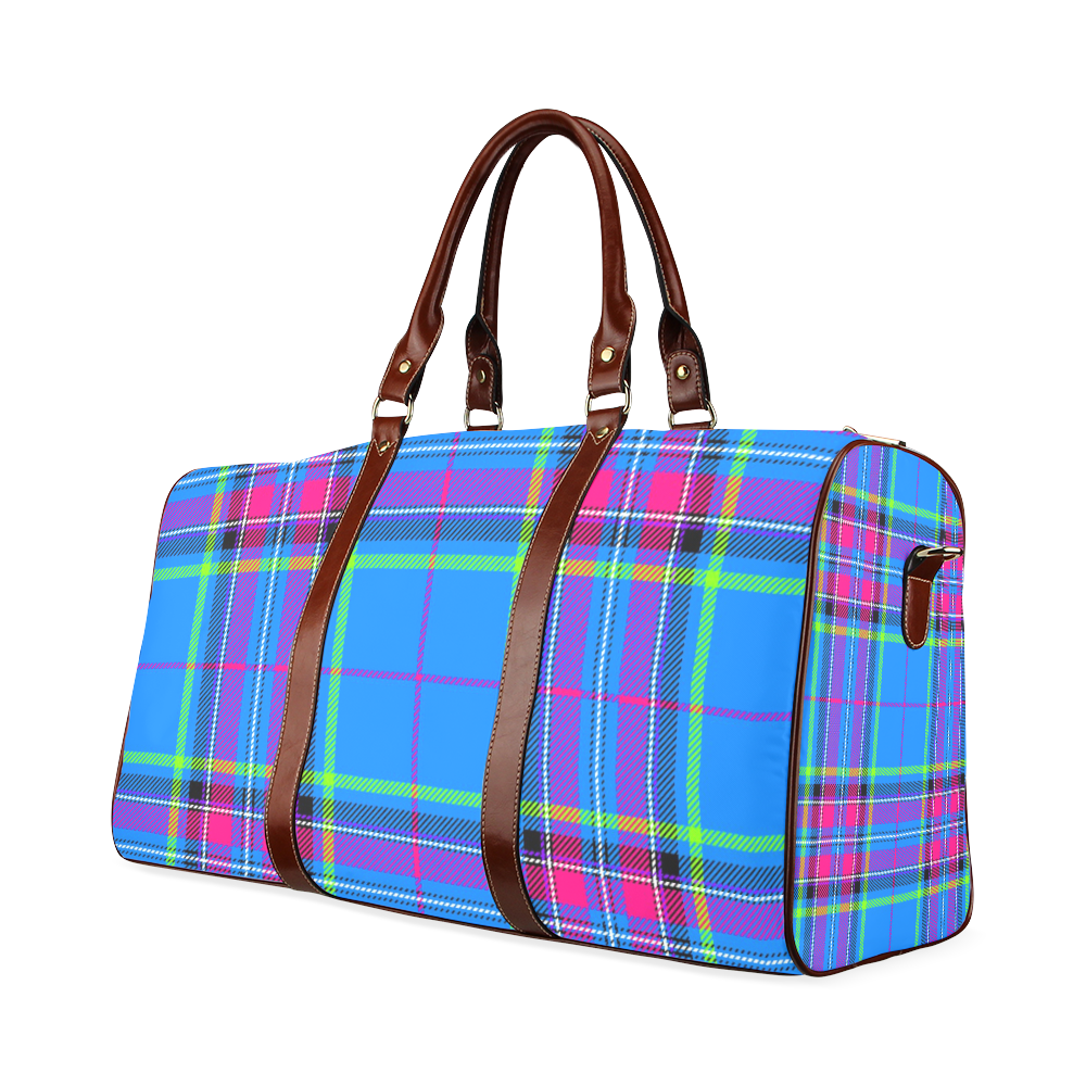 TARTAN-BLUE Waterproof Travel Bag/Large (Model 1639)