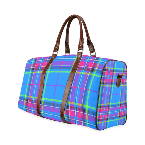 TARTAN-BLUE Waterproof Travel Bag/Large (Model 1639)