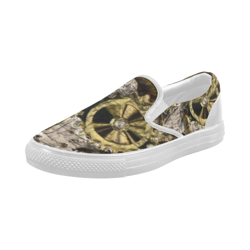 Metal Steampunk Women's Slip-on Canvas Shoes (Model 019)