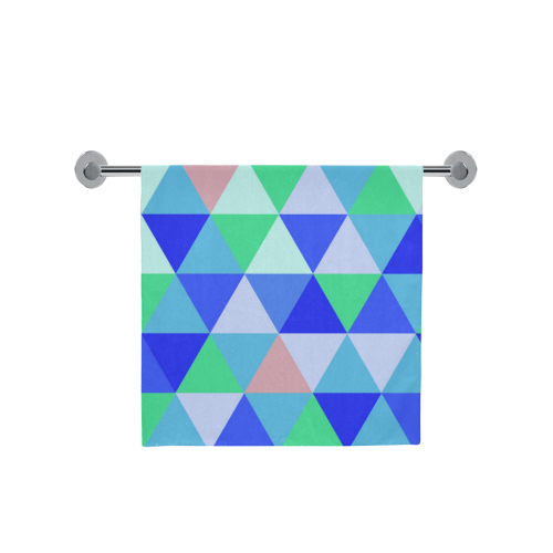 Blue Geometric Triangle Pattern Bath Towel 30"x56"
