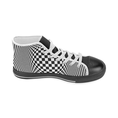 Optical Illusion Checkers Chequers Women's Classic High Top Canvas Shoes (Model 017)