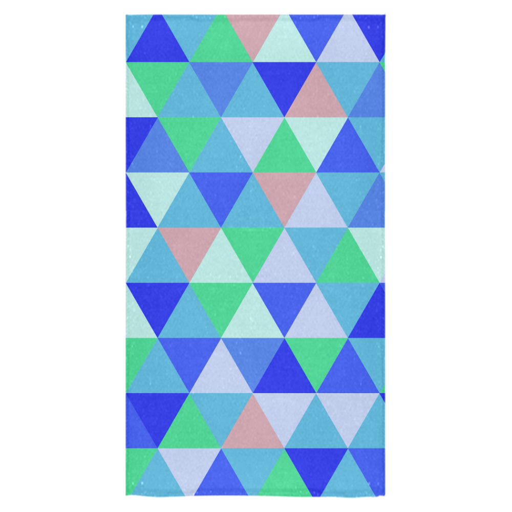 Blue Geometric Triangle Pattern Bath Towel 30"x56"