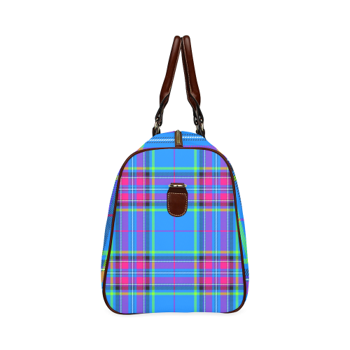 TARTAN-BLUE Waterproof Travel Bag/Large (Model 1639)