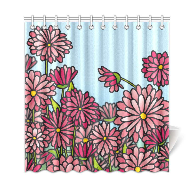 chrysantenum flower field pink floral Shower Curtain 69"x72"