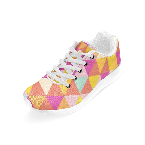 Yellow Geometric Triangle Pattern Women’s Running Shoes (Model 020)