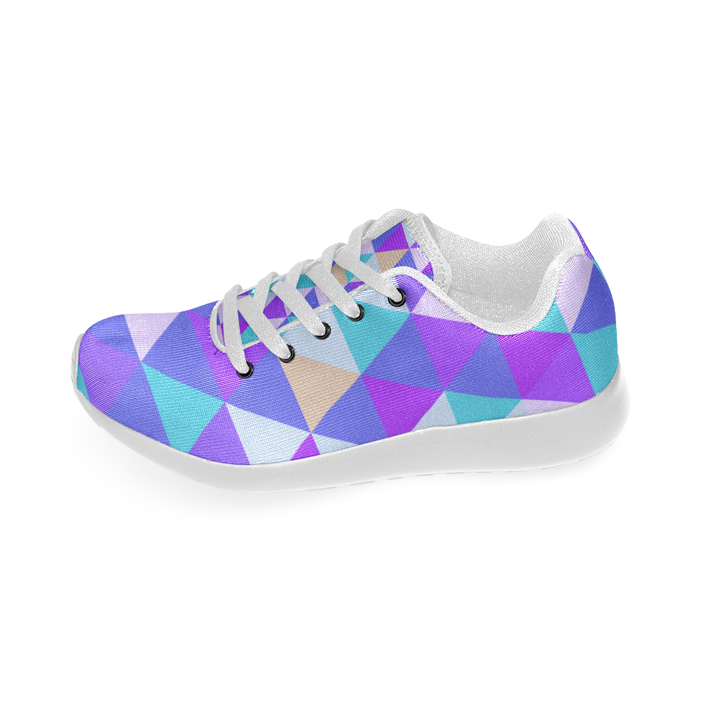 Purple Geometric Triangle Pattern Women’s Running Shoes (Model 020)