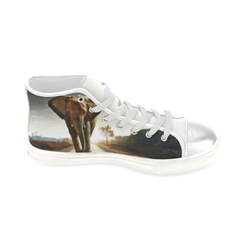 The Elephant Women's Classic High Top Canvas Shoes (Model 017)