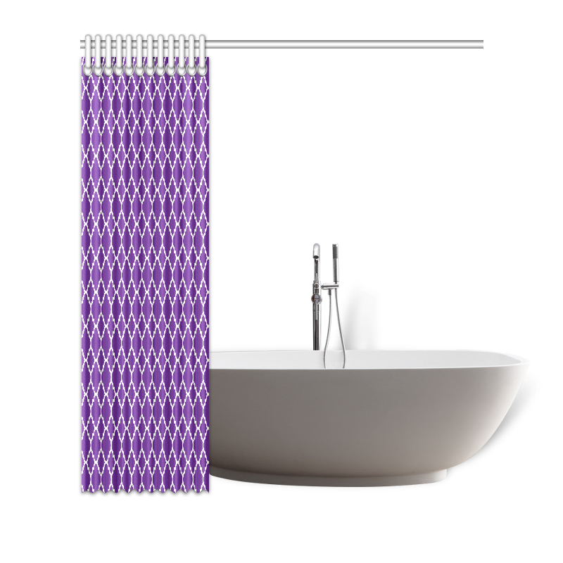 royal purple white quatrefoil classic pattern Shower Curtain 72"x72"