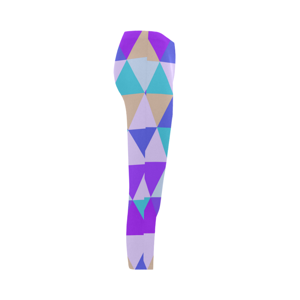 Purple Geometric Triangle Pattern Capri Legging (Model L02)
