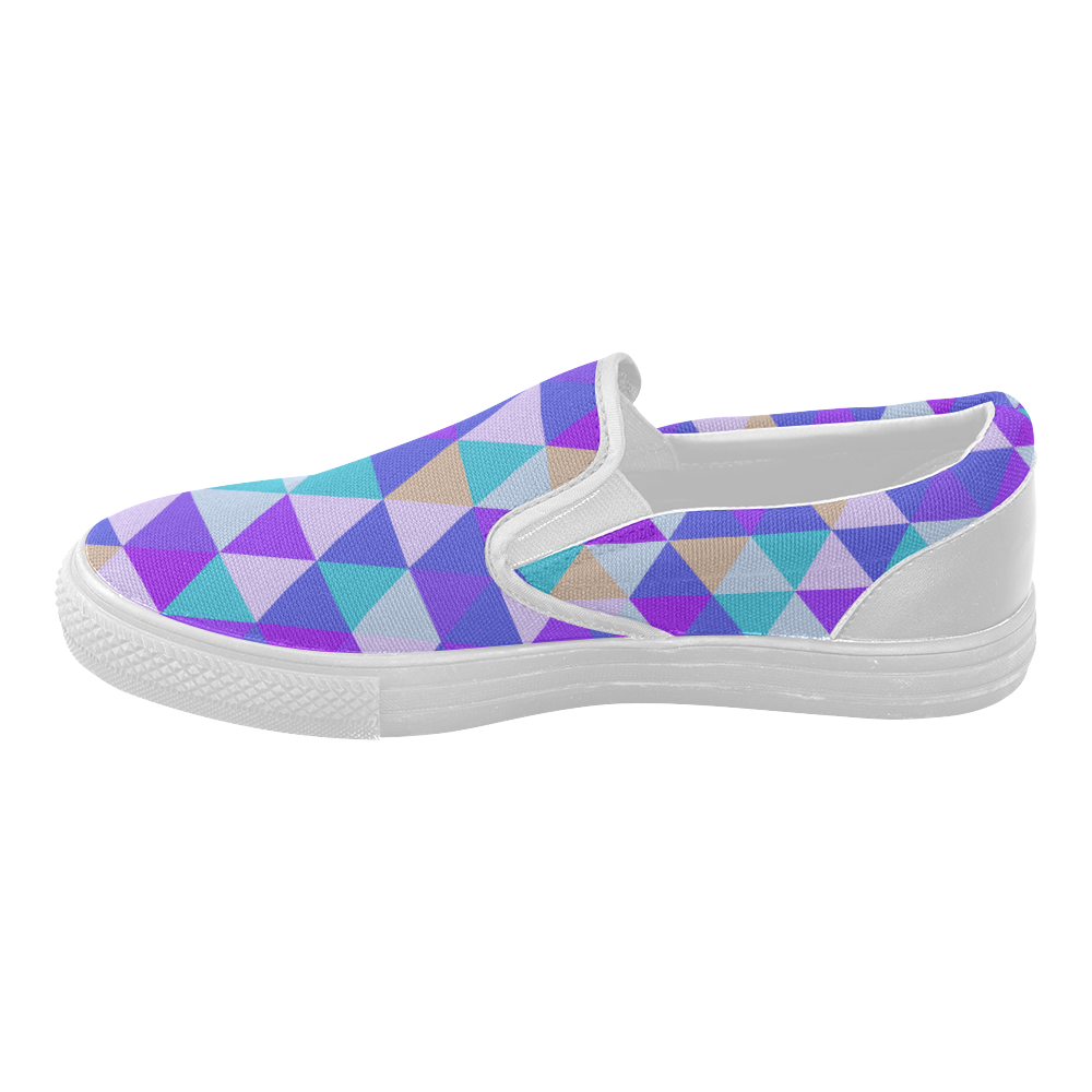 Purple Geometric Triangle Pattern Women's Slip-on Canvas Shoes (Model 019)