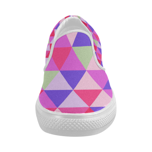 Pink Geometric Triangle Pattern Women's Slip-on Canvas Shoes (Model 019)