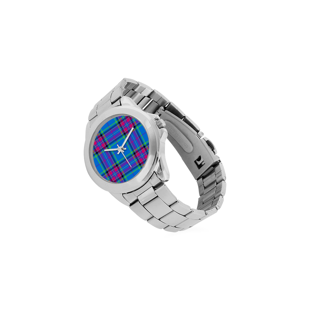 TARTAN-BLUE Unisex Stainless Steel Watch(Model 103)