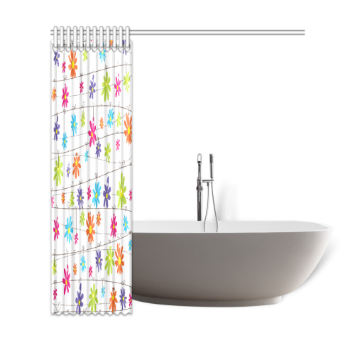 colorful flowers hanging on lines Shower Curtain 69"x72"