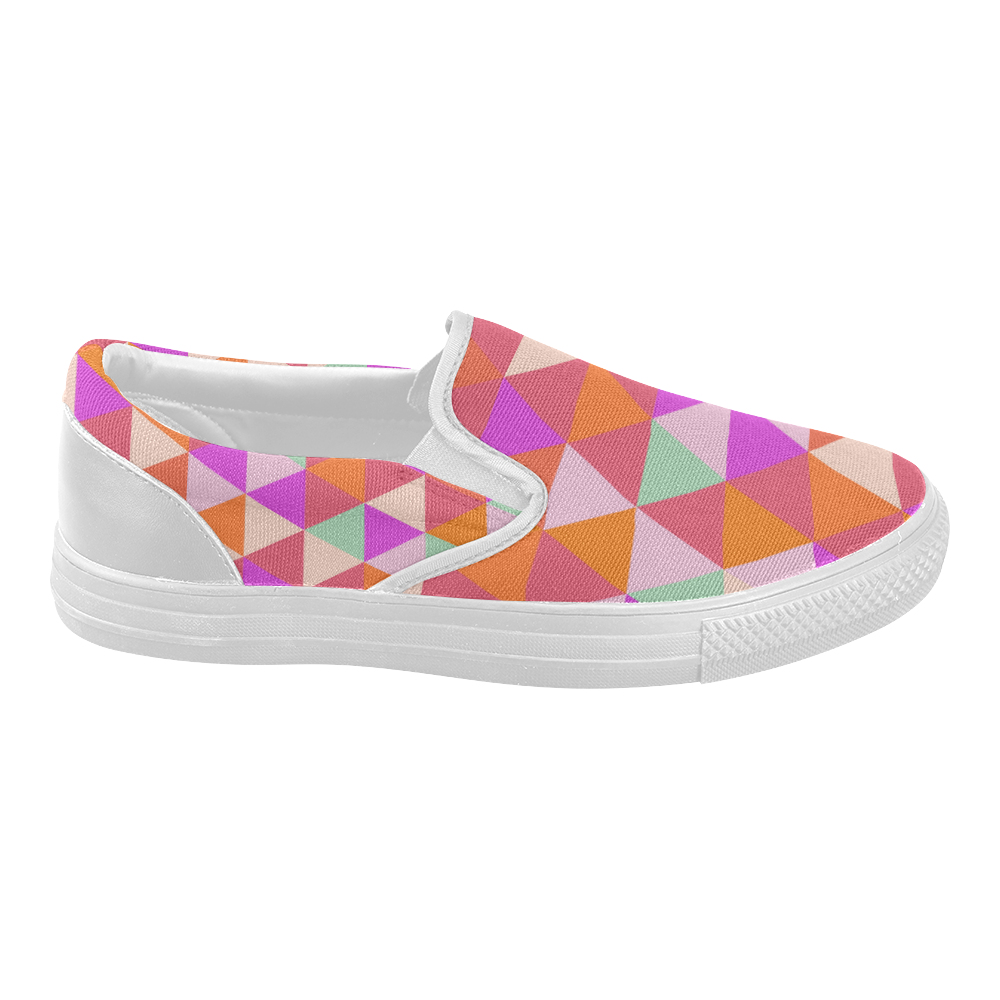 Orange Geometric Triangle Pattern Women's Slip-on Canvas Shoes (Model 019)