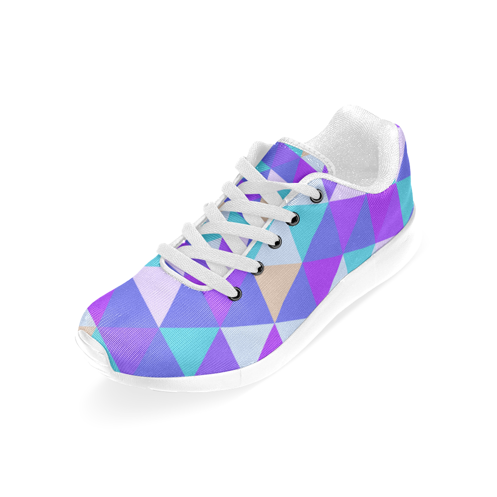 Purple Geometric Triangle Pattern Women’s Running Shoes (Model 020)