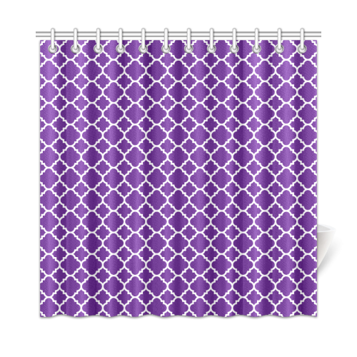 royal purple white quatrefoil classic pattern Shower Curtain 72"x72"