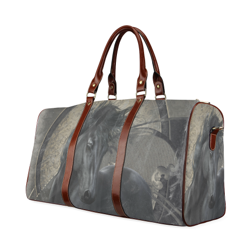 A glorious Friesian horse in gothic look on a grunge dark background Waterproof Travel Bag/Small (Model 1639)