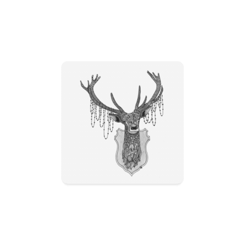 Ornate Deer head drawing - pattern art Square Coaster