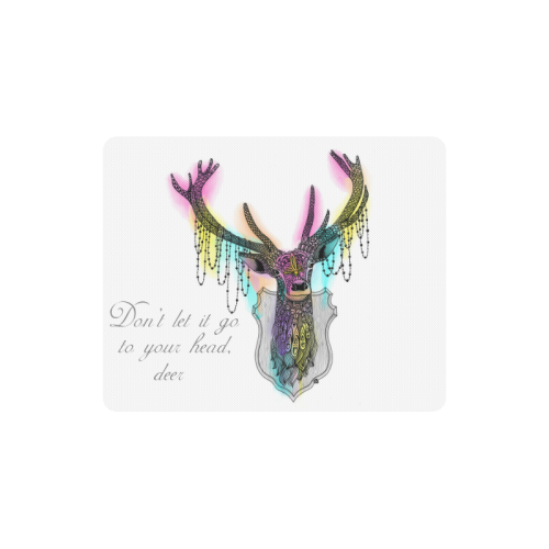 Watercolor deer head, ornate animal drawing Rectangle Mousepad