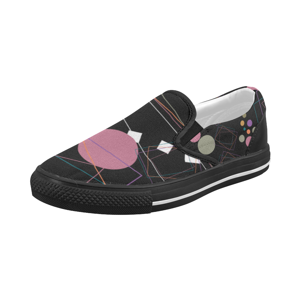 Jumble on Black Women's Slip-on Canvas Shoes (Model 019)