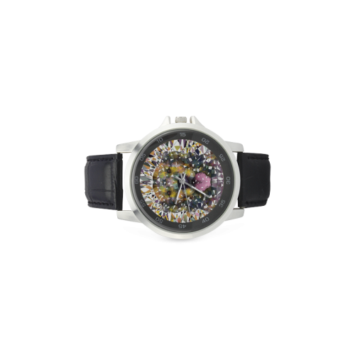 rainbow dog Unisex Stainless Steel Leather Strap Watch(Model 202)