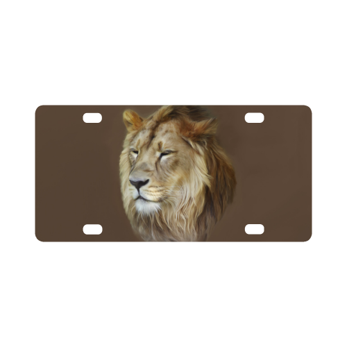 A magnificent painting Lion portrait Classic License Plate