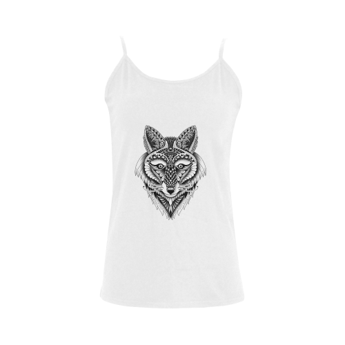 Foxy Wolf ornate animal drawing Women's Spaghetti Top (USA Size) (Model T34)