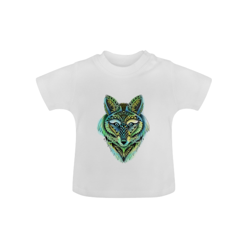 water color ornate foxy wolf head ornate drawing Baby Classic T-Shirt (Model T30)