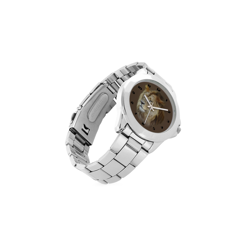 A magnificent painting Lion portrait. Unisex Stainless Steel Watch(Model 103)