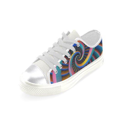 Opposing Spiral Pattern (White Trim) Women's Classic Canvas Shoes (Model 018)