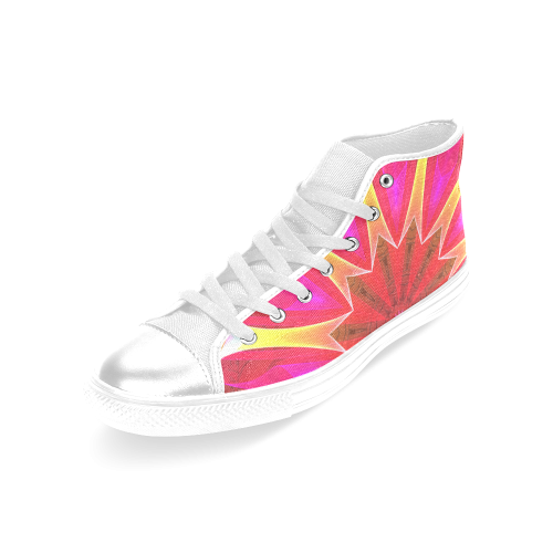 Cherry Daffodil Abstract Modern Pink Flowers Zen Women's Classic High Top Canvas Shoes (Model 017)