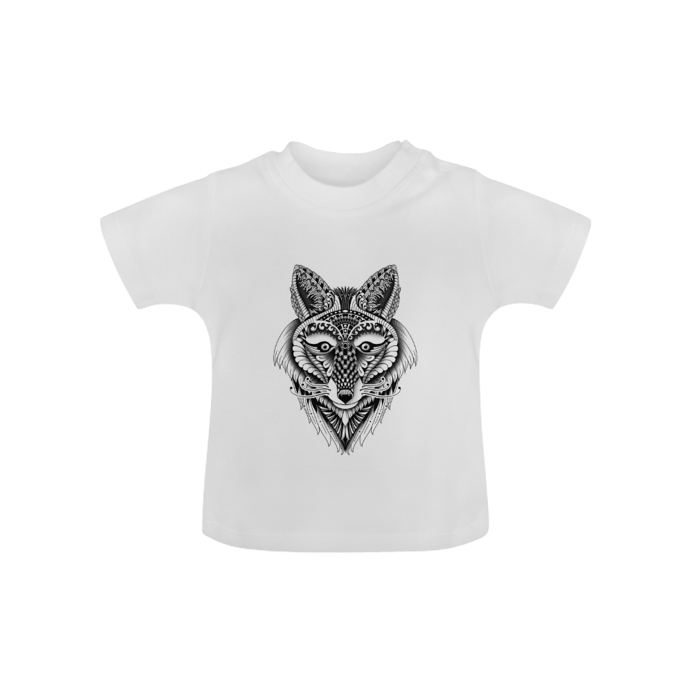 Foxy Wolf ornate animal drawing Baby Classic T-Shirt (Model T30)