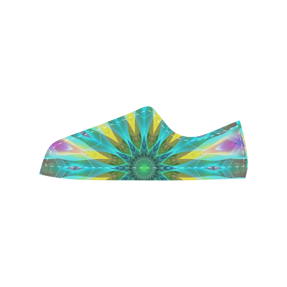 Golden Violet Peacock Sunrise Abstract Wind Flower Women's Classic Canvas Shoes (Model 018)