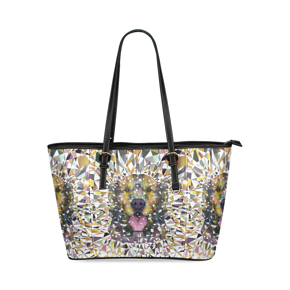rainbow dog Leather Tote Bag/Large (Model 1640)