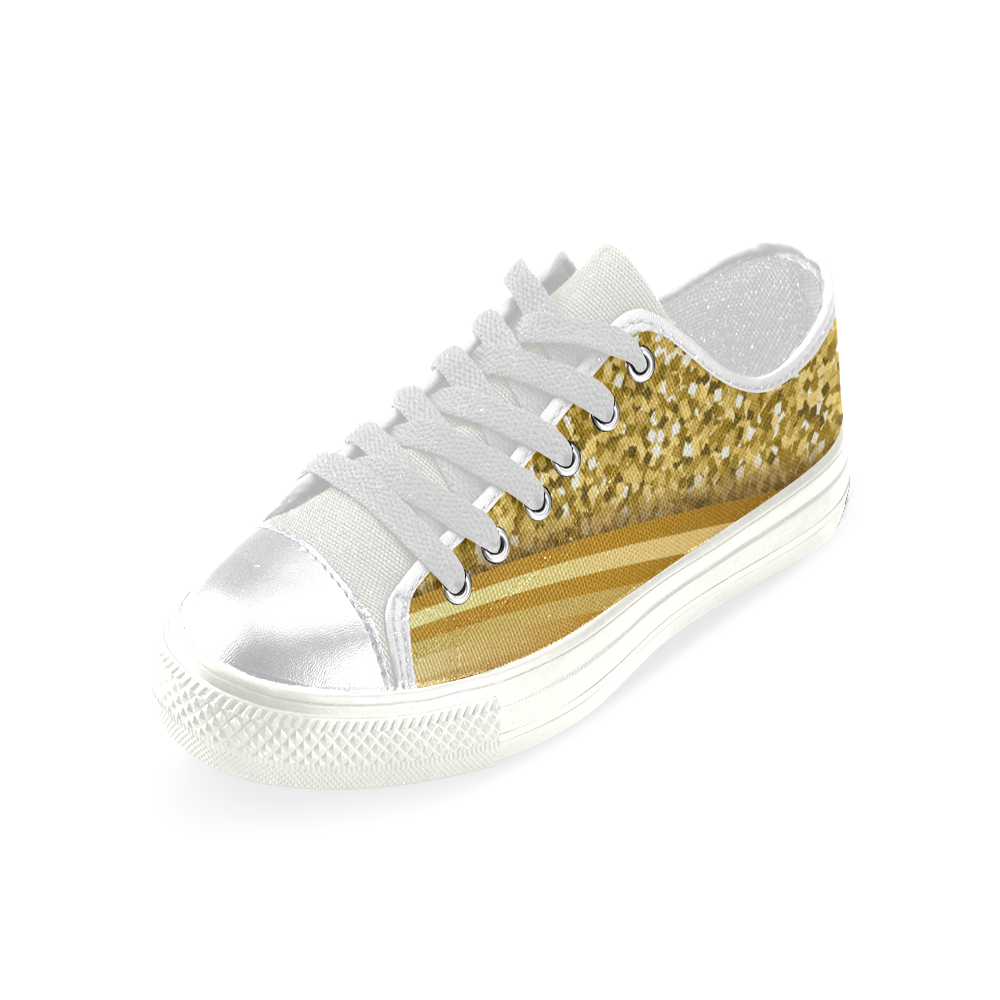 Golden Faux Glitter Women's Classic Canvas Shoes (Model 018)